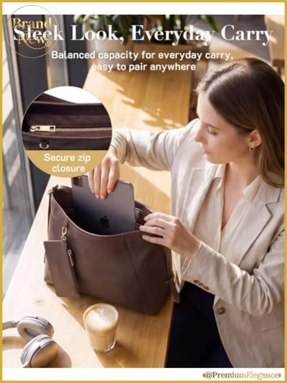 Vegan Leather Hobo Bag with Multi-Pockets, Crossbody Shoulder Tote Purse
